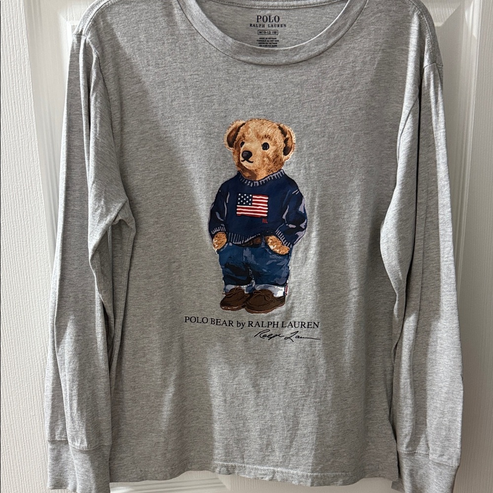 Polo by Ralph Lauren Heather Gray Bear Graphic Long Sleeve Tee